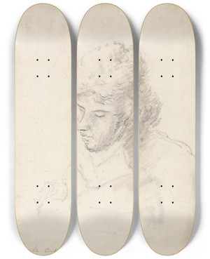 Triptych art skateboard deck of Dr Thomas Monro Portrait Of John Laporte by Dr Thomas Monro (1759-1833)