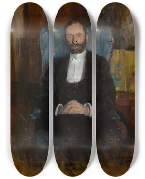 Triptych art skateboard deck of Olga Boznanska Portrait Of Feliks Jasieski by Olga Boznanska (1865-1940)