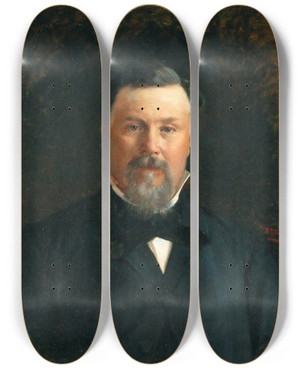 Triptych art skateboard deck of Vlaho Bukovac Portrait Of Iva Grgurevica by Vlaho Bukovac (1855-1922)