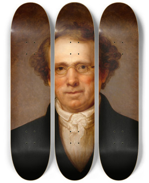 Triptych art skateboard deck of Rembrandt Peale Portrait Of Henry Robinson by Rembrandt Peale (1778-1860)