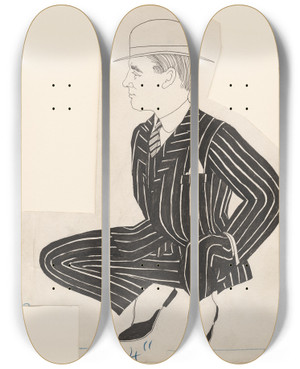 Triptych art skateboard deck of Walter K Kinstler George Michael Cohan by Walter K Kinstler (1895-1924)