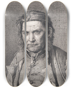 Triptych art skateboard deck of Christen Kbke Den Gamle Smand by Christen Kobke (1810-1848)