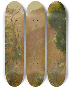 Triptych art skateboard deck of Frederic Edwin Church Landscape Iv by Frederic Edwin Church (1826-1900) Triptych art skateboard deck of Frederic Edwin Church Landscape Iv by Frederic Edwin Church (1826-1900)