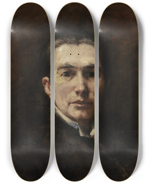 Triptych art skateboard deck of Alice Pike Barney M Du Wollant by Alice Pike Barney (1857-1931)
