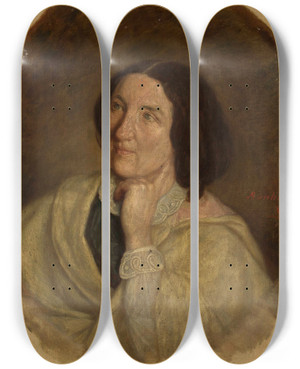 Triptych art skateboard deck of Leon Kapliski Portrait Of Izabela Dziayska Ne Czartoryska by Leon Kaplinski (1826-1873)