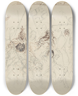 Triptych art skateboard deck of Stanisaw Wyspiaski The Teutonic Knights Illustration To The Drama Le Cid By Pierre Corneille by Stanislaw Wyspianski (1869-1907)