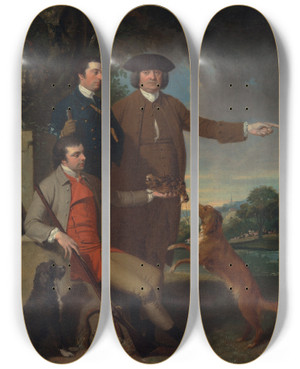 Triptych art skateboard deck of John Hamilton Mortimer Selfportrait With His Father And His Brother by John Hamilton Mortimer (1740-1779)