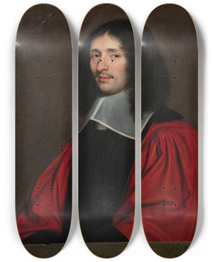 Triptych art skateboard deck of Philippe De Champaigne Portrait Of Jrme Bignon by Philippe De Champaigne (1602-1674)