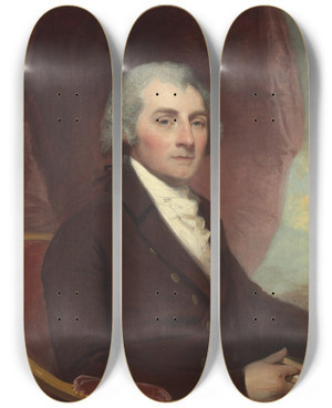 Triptych art skateboard deck of Gilbert Stuart William Thornton by Gilbert Stuart (1755-1828)