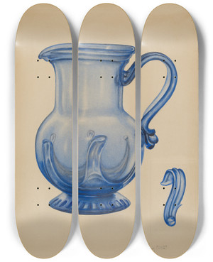 Triptych art skateboard deck of Eugene La Foret Pitcher by Eugene La Foret