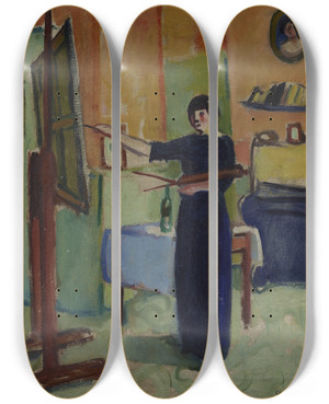Triptych art skateboard deck of Charles Camoin Artist In Her Studio by Charles Camoin (1879-1965)