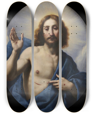 Triptych art skateboard deck of Matteo Rosselli Christ The Redeemer by Matteo Rosselli (1578-1650)