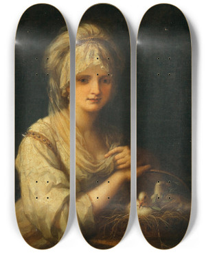 Triptych art skateboard deck of Angelica Kauffmann Allegory Of Conjugal Peace by Angelica Kauffmann (1741-1807)