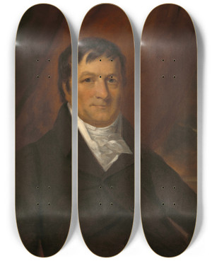 Triptych art skateboard deck of John Wesley Jarvis John Jacob Astor by John Wesley Jarvis (1781-1840)