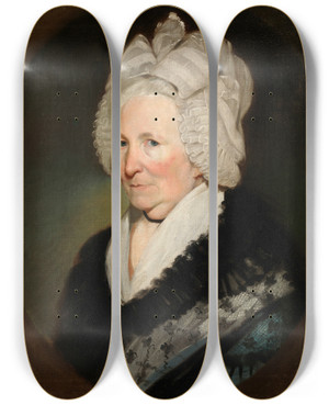 Triptych art skateboard deck of John Comerford Portrait Of Mrs Dobbyn by John Comerford