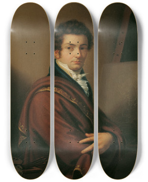 Triptych art skateboard deck of Karl Joseph Aloys Agricola Selbstportrt by Karl Joseph Aloys Agricola (1779-1852)