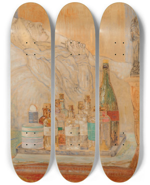 Triptych art skateboard deck of James Ensor The Artists Mother In Death by James Ensor (1860-1949)