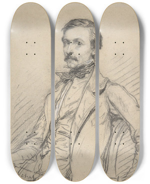 Triptych art skateboard deck of Thodore Chassriau Ernest Chassriau by Theodore Chasseriau (1819-1856)