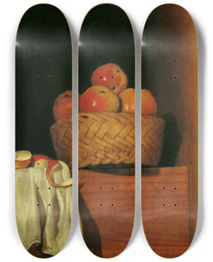 Triptych art skateboard deck of Anna Maria Punz Stillleben Mit Apfelkorb by Anna Maria Punz (1721-1794)