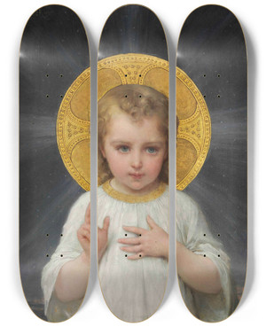 Triptych art skateboard deck of Mile Munier Jesus by mile Munier (1840-1895)