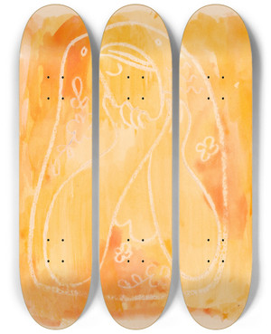 Triptych art skateboard deck of Mikul Galanda Thoughtful_1 by Mikulas Galanda (1895-1938)