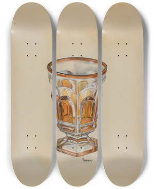 Triptych art skateboard deck of Ralph Atkinson Footed Tumbler by Ralph Atkinson (20-)