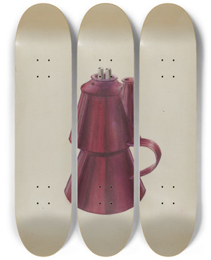 Triptych art skateboard deck of William Kerby Petticoat Lamp by William Kerby