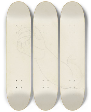 Triptych art skateboard deck of Karl Sandhaas Greifende Oder Pflckende Hand by Karl Sandhaas (1801-1859)