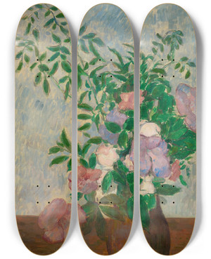 Triptych art skateboard deck of Emile Bernard Nature Morte Au Vase De Fleurs by Emile Bernard (1868-1941)