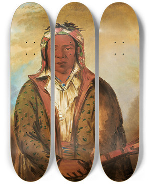 Triptych art skateboard deck of George Catlin Sheenhwee by George Catlin (1796-1872)