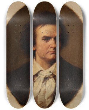 Triptych art skateboard deck of Henry Ulke Ludwig Van Beethoven by Henry Ulke (1821-1910)