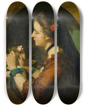 Triptych art skateboard deck of James Sant Sentiment by James Sant (1820-1916)