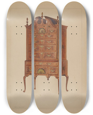 Triptych art skateboard deck of Charles Squires Highboy_1 by Charles Squires
