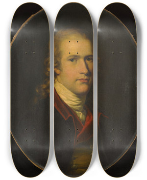 Triptych art skateboard deck of Hugh Douglas Hamilton Portrait Of A Gentleman_3 by Hugh Douglas Hamilton (1739-1808)