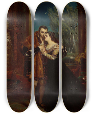 Triptych art skateboard deck of Jan Matejko Sigismund Augustus With Barbara At The Radziwi Court In Vilnius by Jan Matejko (1838-1893)