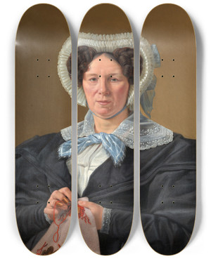 Triptych art skateboard deck of Martinus Rrbye The Artists Mother Frederikke Eleonore Cathrine Rrbye Ne Stockfleth by Martinus Rorbye (1803-1848)