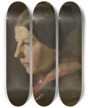 Triptych art skateboard deck of Jakob Becker Portrtkopf Eines Bauernmdchens by Jakob Becker (1810-1872) Triptych art skateboard deck of Jakob Becker Portrtkopf Eines Bauernmdchens by Jakob Becker (1810-1872)
