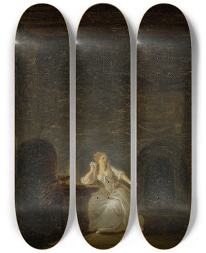 Triptych art skateboard deck of Jeanfrdric Schall La Supplice De La Vestale by Jean-Frdric Schall (1752-1825)