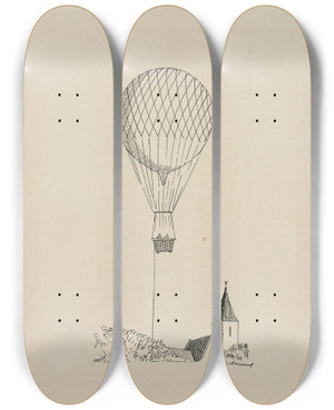 Triptych art skateboard deck of Lon Spilliaert Au Temps Que Nanette Tait Perdue_1 by Leon Spilliaert (1881-1946)