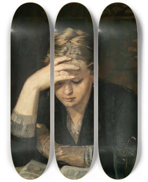 Triptych art skateboard deck of Marie Bashkirtseff The Reader Portrait Of Dina Babanina A Cousin Of The Artist by Marie Bashkirtseff (1858-1884)