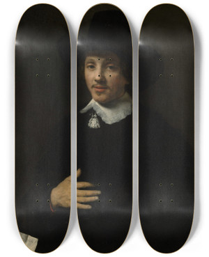 Triptych art skateboard deck of Willem Drost Portrait Of A Man by Willem Drost (1633-1659)