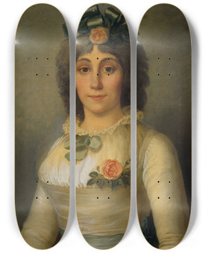 Triptych art skateboard deck of Pierrenicolas Selles Portrait De Femme Autrefois Identifie Comme Annejosphe Throigne De Mricourt by Pierre-Nicolas Selles (1751-1831)