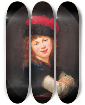 Triptych art skateboard deck of Elisabeth Louise Vige Le Brun Portrait Of A Girl by Elisabeth Louise Vigee Le Brun (1755-1842)