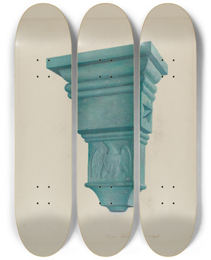 Triptych art skateboard deck of Regina Henderer Downspout by Regina Henderer