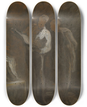 Triptych art skateboard deck of Honor Daumier Collectors Of Prints by Honore Daumier (1808-1879)