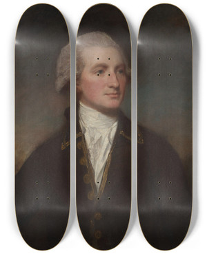 Triptych art skateboard deck of George Romney Portrait Of A Man_1 by George Romney (1734-1802)