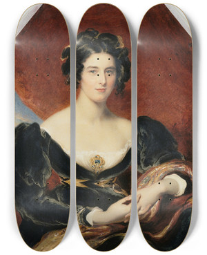 Triptych art skateboard deck of William Derby Sarah Lady Lyndhurst After Lawrence by William Derby (1786-1847)