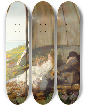 Triptych art skateboard deck of William Orpen Looking At The Sea by William Orpen (1878-1931)