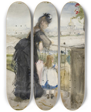 Triptych art skateboard deck of Berthe Morisot On The Balcony by Berthe Morisot (1841-1895) Triptych art skateboard deck of Berthe Morisot On The Balcony by Berthe Morisot (1841-1895)