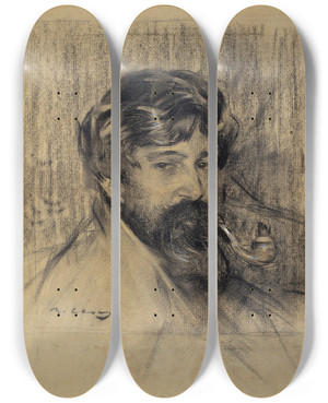 Triptych art skateboard deck of Ramn Casas Portrait Of Santiago Rusiol by Ramon Casas (1866-1932)